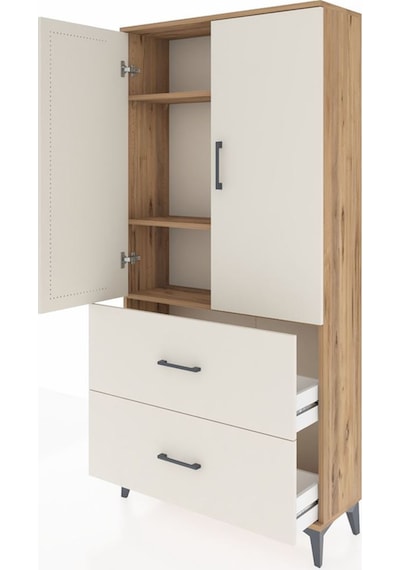 Arges Dolap 3 Raflı 2 Çekmeceli 2 Kapaklı 88x30x182 Çam-aytaşı Çam