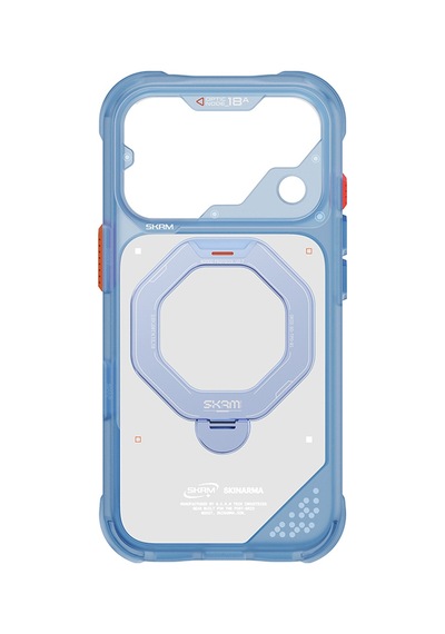 Apple Uyumlu iPhone 18 Pro Uyumlu Kılıf M-safe Şarj Özellikli Standlı Skinarma Saturn Kapak Mavi