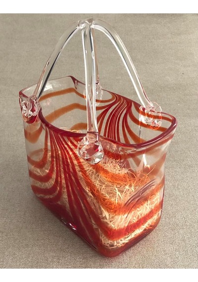 Fifth Avenue Crystal Vintage El Boyama Kırmızı Cam Vazo Çanta
