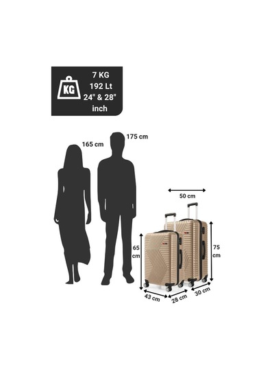 G&d Polo Suitcase Abs Orta Ve Büyük Boy Gold 2'li Valiz Seti 600.06-b Altın