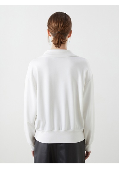 Lcwaıkıkı Classic Beyaz Dik Yaka Oversize Kadın Sweatshirt