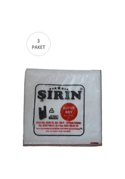 Tedar Beyaz Kalın Atlet Poşet Büyük Boy 30x57 Cm 1 Kg 3 Paket Takriben 135 Adet Najmaddin