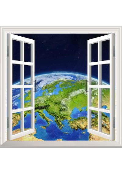 Pencere Poster Duvar Kağıdı 3D Dünya Yapışkanlı Sticker