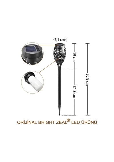 Solar Alev Efektli Led Bahçe Ve Peyzaj Aydınlatma Lambası 1 Adet