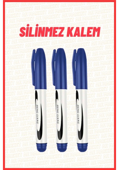 3 Adet Mavi Silinmez Doldurulabilir Koli Karton Kalemi Her Yüzeye Yazan Kalem Mavi