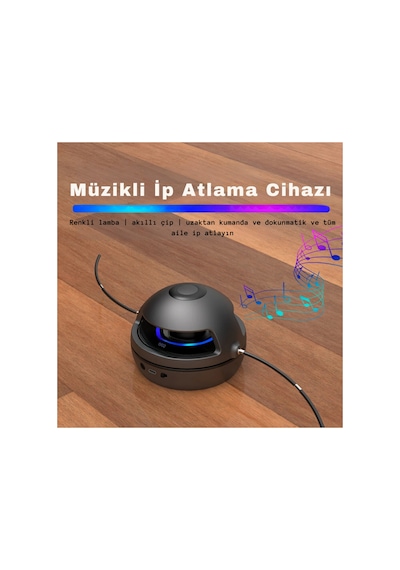 İp Atlama Makinesi Şarjlı Kumandalı Bluetooth Hoparlörlü 10 Kademeli Fitness İp Atlama Aleti