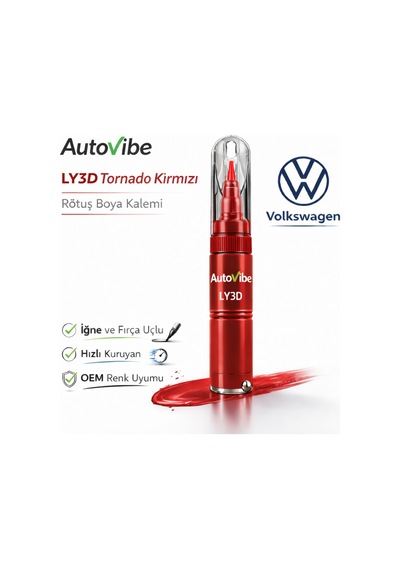 Ly3d Tornado Kırmızı Rötuş Boya Kalemi Volkswagen Audi Skoda Seat Uyumlu Çizik Giderici