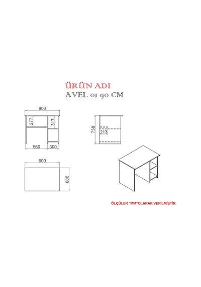 Kalenderdekor1 Kalender Dekor Avel 90 Cm Çalışma Masası Av04 Meşe