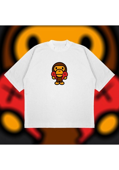 Startmore Bape X Comme Des Garçons Oversize Unisex Pamuklu Nefes Alan Kalın Kumaşlı Beyaz