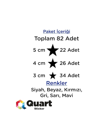 Yıldız Sticker 82 Adet, Çocuk Odası Sticker, Duvar Sticker