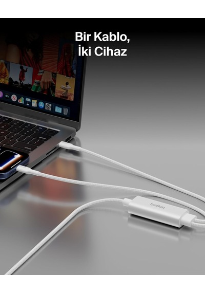 Boostcharge Pro 2 Si 1 Arada 140 W Usb-c - Usb-c Şarj Kablosu, Örgülü Çift Şarj Kablosu, Akıllı Standart 55361254