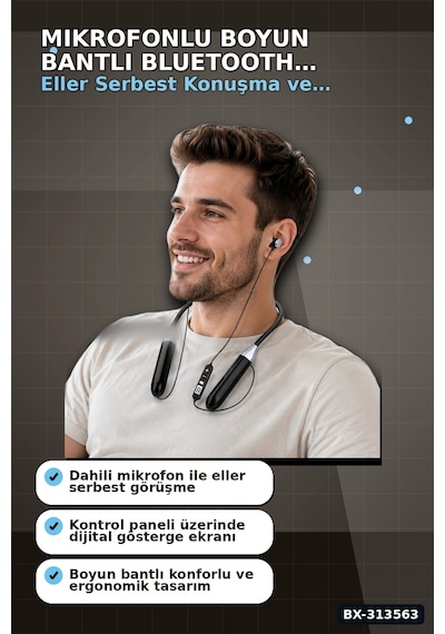 Bay Boyun Bantli Bluetooth 5.0 Kulaklik Mikrofonlu Kablosuz Kulak Ici Muzik Ve Gorusme Bx-313563 Najmaddin