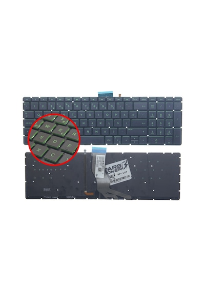 HP Uyumlu 15-rb011nt (7GT17EA) Klavye Işıklı Siyah (TR) (Pars Power) Siyah - Yeşil Işıklı 405871