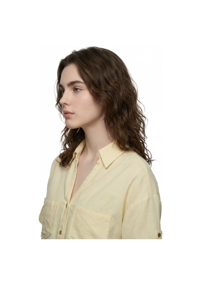 Oversize Kadın Gömlek K.kol Light Yellow