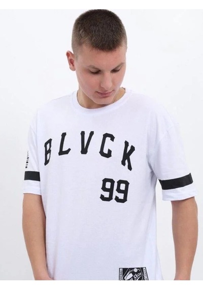 Ekkokids Çocuk Harf Baskılı Tshirt-14613 Beyaz