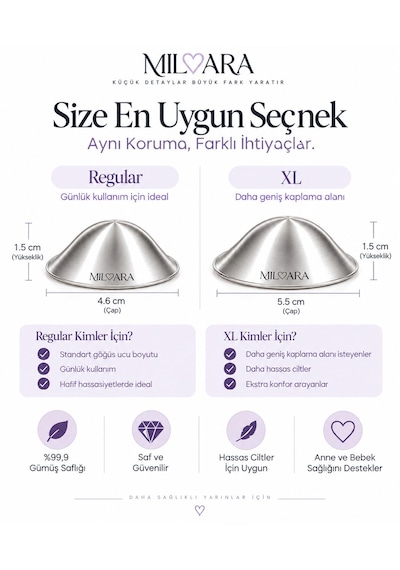 Milvara 999 Ayar Gümüş Kaplama Göğüs Ucu Koruyucu Kapak Büyük Boy