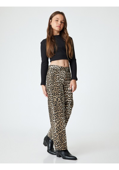 Koton Leopar Desenli Kot Pantolon Bol Paça Beli Lastikli Pamuklu - Wide Leg Jean Siyah Desenli 5wkg40082ad Siyah Koton Leopar Desenli Kot Pantolon Bol Paça Beli Lastikli Pamuklu - Wide Leg Jean Siyah Desenli 5wkg40082ad Siyah