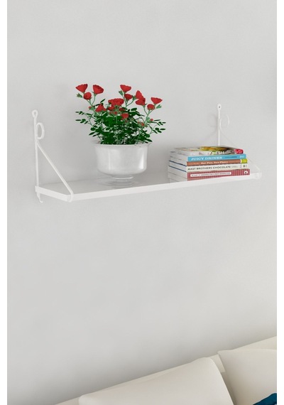 Decormet Seramoni Raf Seti 1 Raflı 200 720 Metal Beyaz+ahşa Beyaz