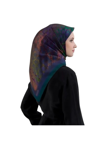 Armine Nostalji Serisi Sura İpek Eşarp 9420ds 03-yeşil-çok Renkli