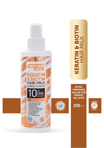 Softto Plus Keratin & Biotin Extra Yıpranmış Saçlar İçin Onarıcı Saç Sütü 200 ML