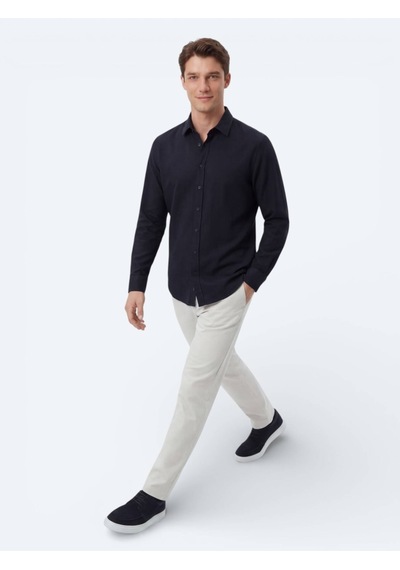 Kip Lacivert Regular Fit Dokuma Casual %100 Pamuk Gömlek