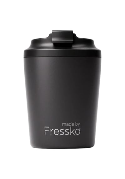 Made By Fressko Piccolo Yalıtımlı Yeniden Kullanılabilir Kahve Bardağı, Sip, Haki, 118 Ml Bpa İçermez, Sıcak Ve Soğuk İçecekler İçin, Ölçü Çizgileri, Kafelere Uygun Tasarım, Siyah