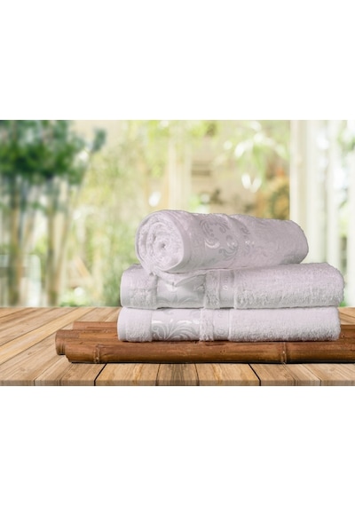 Mulberry Bambu Havlu %100 Organik Bambu Havlu Seti 50 x 90 - 6'lı Paket Premium Ultra Yumuşak Dekoratif Beyaz