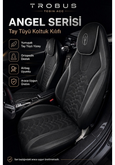Seat Leon 2005 Ve Sonrası Uyumlu Angel Serisi Tay Tüyü Koltuk Kılıfı Siyah
