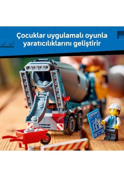 LEGO® City Beton Mikseri 60478 - 7 Yaş ve Üzeri Çocuklar İçin Minifigür İçeren Yaratıcı Oyuncak Yapım Seti (371 Parça)