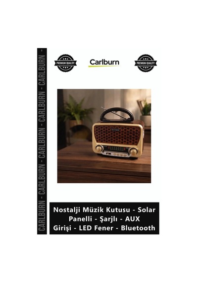 Özel Üretim Özel Üretim Nostalji Müzik Kutusu Solar Panelli Şarjlı Aux Girişi Led Fener Bluetooth
