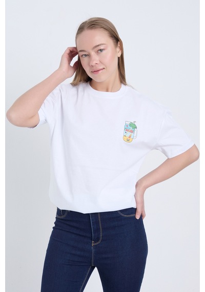 Velvoria Unisex Oversize Beyaz Summer T-shirt
