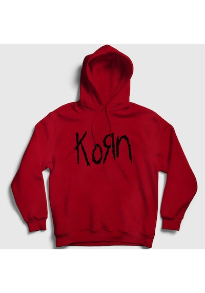 Presmono Unisex Logo Korn Kapüşonlu Sweatshirt Kırmızı