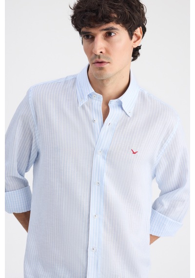 D'S Damat Ds Damat Comfort Mavi Çizgili Gömlek 6hc02g816304m Çok Renkli