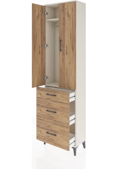 Arges Dolap 2 Raflı 3 Çekmeceli Tek Askılı 60x30x221 Aytaşı-çam Aytaşı