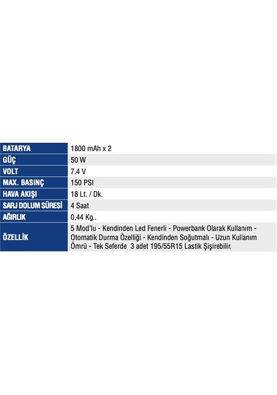 Mercure Mc-5641 Lastik Şişirme Şarzlı