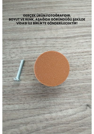 6 Adet - Kahverengi Geniş Düğme Kulp - Modern Ve Şık Dolap, Gardırop, Şifonyer, Komodin Ve Çekmece Kulpu Vida Dahil Sarı