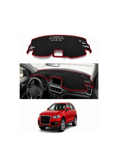 Audi Q5 2008-2017 Uyumlu Torpido Koruma Kılıfı - Kırmızı Şeritli