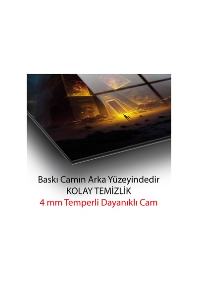 Mistik Piramit Ve Galaksi Temalı Cam Tablo 4mm Temperli Duvar Dekoru Uzay Temalı Dekoratif Duvar Tablosu, Çocuk Ve Genç Odası Dekoru,