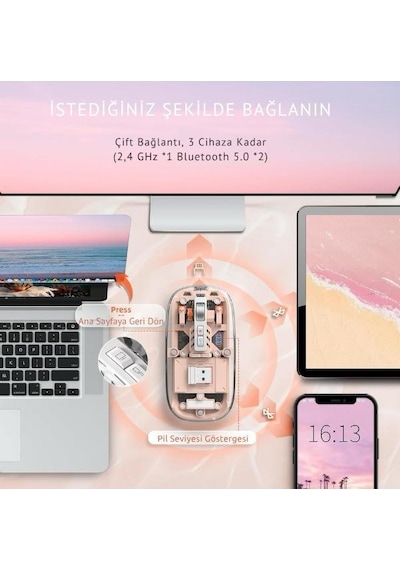 Reeder M11 Pro Max 12 İnç Uyumlu Şeffaf Tasarım Sessiz Kablosuz Mouse Diğer