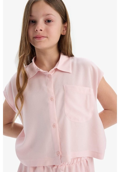DeFacto Kız Çocuk Cropped Fit Pamuklu Kısa Kollu Gömlek D7644A825SMPN638