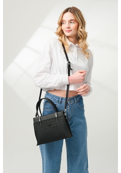 Just Polo 5 Bölmeli Şık El & Omuz Çantası Shoulder Bag Ebat : 22 X 25 Cm Siyah