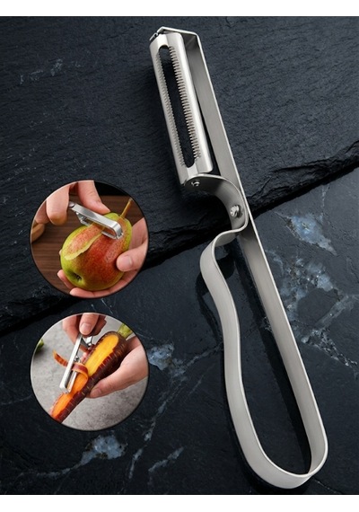 Mucit Home Gümüş Yan Soyacak Patates Sebze Soyacağı Paslanmaz Çelik Ergonomik Pratik Soyma Aparatı