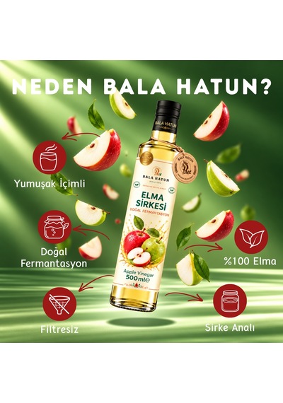 Bala Hatun Elma Sirkesi 500ml - Doğal Fermantasyon - Apple Vinegar