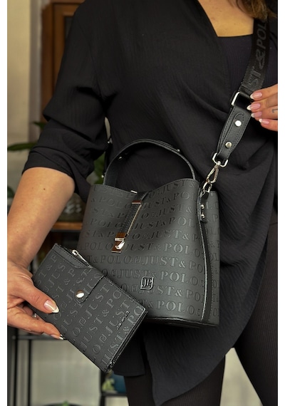 Jps- Pamuk Dokuma Uzun Askılı 4 Bölmeli Kadın Çapraz Omuz Ve El Çantası 22cm-20cm-9cm Lb-4002 - Siyah Kombin Siyah