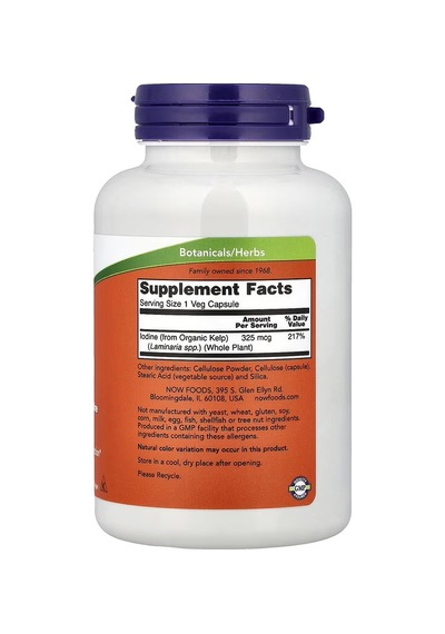 Kelp 325 Mcg Of Natural Lodine 250 Veg. Capsules