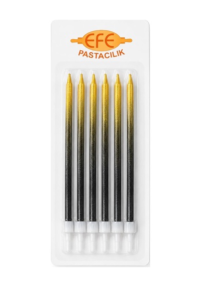 Metalik Siyah Gold Uzun Pasta Mumu 17 Cm Karışık