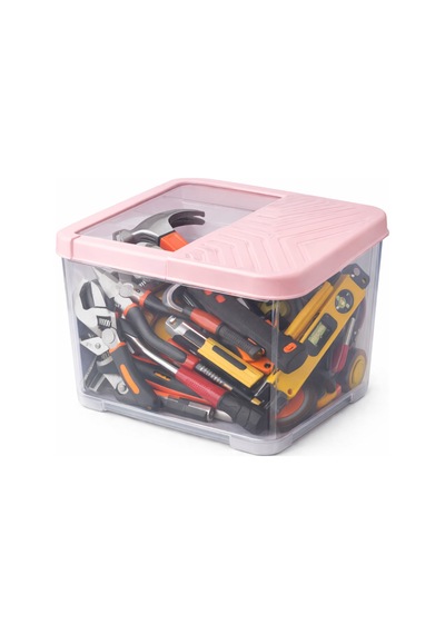 Büyük Boy Kapaklı Çok Amaçlı Saklama Kabı,16 Lt,erzak,deterjan,oyuncak Organizer,28x34x23 Cm Krem