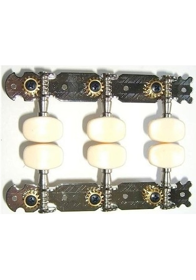 Maxtone Gm307n Klasik Gitar Burgu Seti - 3+3 Desenli Aksesuar/yedek Parça Şık Lir Tasarımlı İşlemeli Gövde, Nikel Kaplama Ve Geleneksel Estetik Görünüm