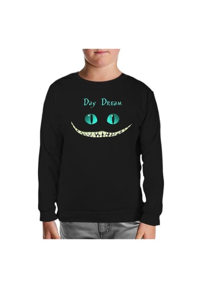 Lord Tshirt Alice In Wonderland - Cat Siyah Çocuk Sweatshirt