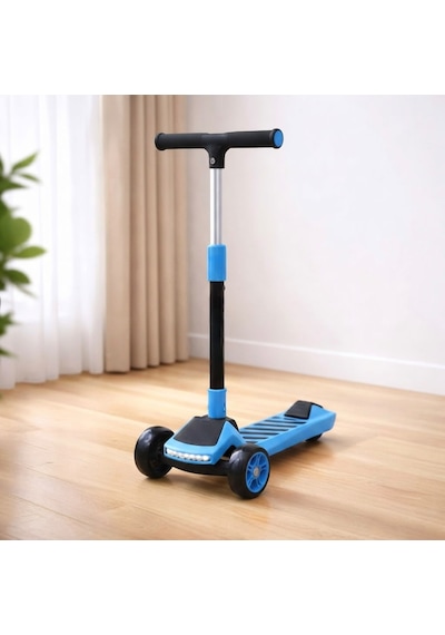 3 Tekerlekli Çocuk Scooter 4 Kademeli Ayarlanabilir Işıklı Ve Müzikli Katlanabilir Çocuk Scooter Mavi